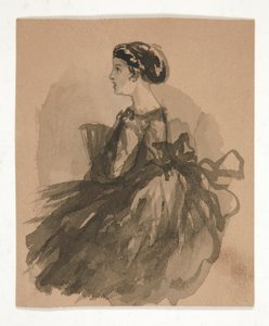 Sitzende Frauen (recto); Fünf Skizzen von Köpfen (verso) von Edwin Austin Abbey