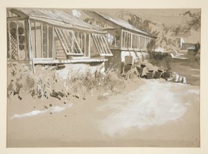 Hütten und Sträucher von Edwin Austin Abbey