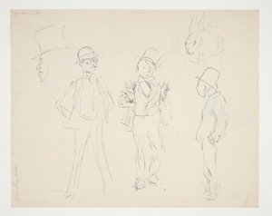 Blatt mit Skizzen von Figuren von Edwin Austin Abbey