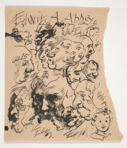 Blatt mit Skizzen von Köpfen von Edwin Austin Abbey