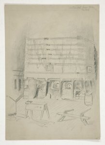 Skizze der Continental Iron Works (?) [Industrieinterieur]