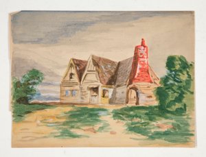 Skizze eines Landhauses von Edwin Austin Abbey