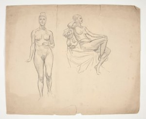 Skizze eines Modells in zwei Posen von Edwin Austin Abbey