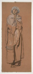 Skizze einer turbantragenden Figur - nicht identifizierte Illustration von Edwin Austin Abbey