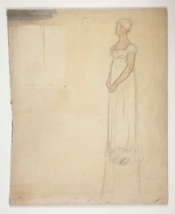 Skizze einer Frau - Kostümstudie für ein Theaterstück? von Edwin Austin Abbey