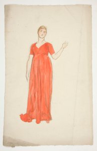 Skizze einer Frau - Kostümstudie für ein Theaterstück? von Edwin Austin Abbey