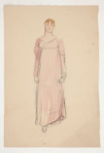 Skizze einer Frau in Pink - Kostümstudie für ein Theaterstück?