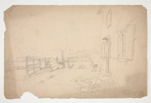 Skizze eines Landhauses von Edwin Austin Abbey