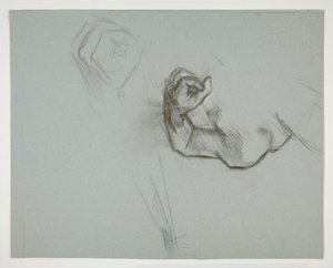 Skizze eines Oberkörpers und geballter Faust von Edwin Austin Abbey