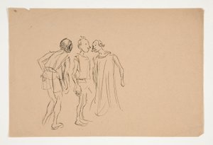 Skizze von drei Männern (Studie für 1937.1072?), aus Der Kaufmann von Venedig von Edwin Austin Abbey