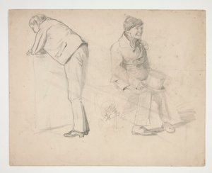 Skizze von zwei Männern - nicht identifizierte Illustration von Edwin Austin Abbey