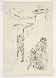 Studie für .1208 - Illustration für Oliver Goldsmith von Edwin Austin Abbey