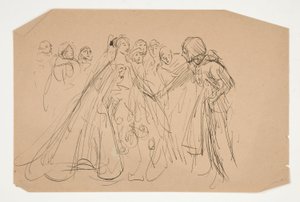 Studie für Die Suche nach dem Heiligen Gral (Serie von fünfzehn Gemälden für die Boston Public Library, abgeschlossen 1901) von Edwin Austin Abbey