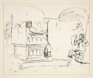 Studie für Die Suche nach dem Heiligen Gral (Serie von fünfzehn Gemälden für die Boston Public Library, abgeschlossen 1901) von Edwin Austin Abbey