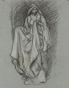 Studie für drapierte weibliche Figur, Figurenstudie für Die Suche nach dem Heiligen Gral (Serie von 15 Gemälden für die Boston Public Library, abgeschlossen 1901) von Edwin Austin Abbey