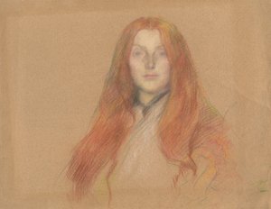 Studie für Kopf von Ophelia von Edwin Austin Abbey