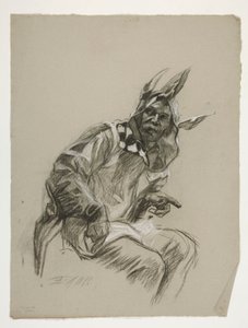 Studie eines Narren (ungenutzt), für die Wandgemälde-Serie Die Suche nach dem Heiligen Gral (eine Serie von fünfzehn Gemälden für die Boston Public Library, vollendet 1901) von Edwin Austin Abbey