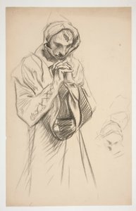 Studie einer bekleideten Figur, betend, für die Wandgemäldeserie Die Suche nach dem Heiligen Gral in der Boston Public Library von Edwin Austin Abbey
