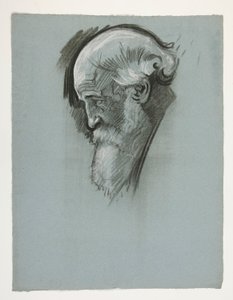 Studie des Kopfes eines alten bärtigen Mannes, für König Artus von Edwin Austin Abbey