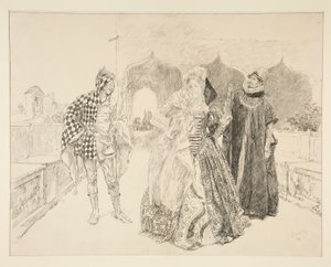Der Clown und Malvolio, Illustration für Akt I, Szene v, Was ihr wollt von Edwin Austin Abbey