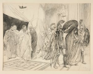 Die Gefangenschaft der Königin - Akt II, Szene I, Der Winter von Edwin Austin Abbey