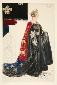 Die Königin (in Schwarz), Kostümentwurf für Henry Irving von Edwin Austin Abbey