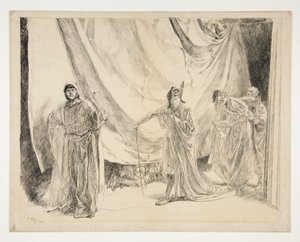 Der Wiedereintritt der Spieler, Illustration für Akt V, Szene I, Ein Sommernachtstraum von Edwin Austin Abbey