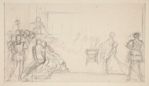 Prozess von Königin Katharina, Studie von Edwin Austin Abbey
