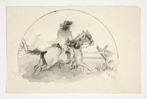 Unidentifizierte Illustration [Mann zu Pferd] von Edwin Austin Abbey