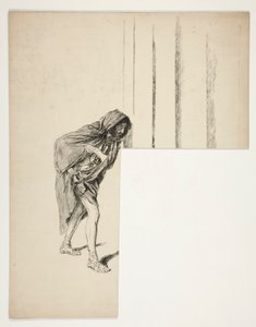 Gehender Mann im Umhang, Skizze für ein nicht identifiziertes Shakespeare-Stück von Edwin Austin Abbey