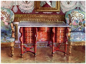 Schreibtisch mit Knieausschnitt und vergoldete Fauteuils von Edwin Foley