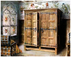 Eichenpresse, Strangers Hall, Norwich, Norfolk, 1910 von Edwin Foley