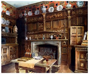 Das getäfelte Arbeitszimmer in Groombridge Place, Kent, 1910 von Edwin Foley