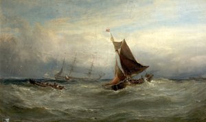 Boote in einem Sturm vor Ostende, Belgien, 1875 von Edwin Hayes