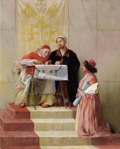 Bramante zeigt dem Papst die Pläne für die Basilika St. Peter von Edwin Howland Blashfield