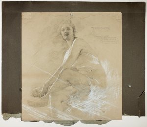 Terpsichore (recto) und tanzende weibliche Figur (verso), Wandmalereistudien für die Decke des Salons, Residenz von Collis P. Huntington, jetzt Yale University Art Gallery von Edwin Howland Blashfield