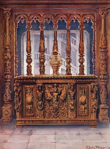 Henri Deux geschnitzter Bahut. Eichenschirm derselben französischen Periode von Edwin John Foley