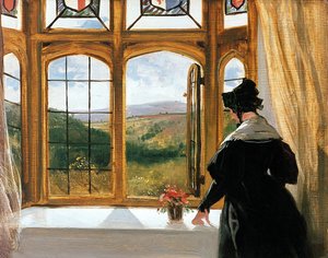 Herzogin von Abercorn schaut aus einem Fenster von Edwin Landseer