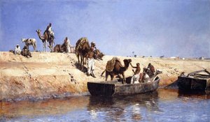 Eine Einschiffung von Kamelen am Strand von Sale, Marokko, 1880 von Edwin Lord Weeks