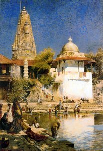 Banganga Tank und Walkeshwar-Tempel in Bombay, 1890er Jahre von Edwin Lord Weeks