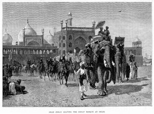 Shah Jehan verlässt die Große Moschee in Delhi, 19. Jahrhundert