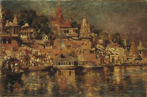Ansicht der Ghats in Benares, 1873 von Edwin Lord Weeks