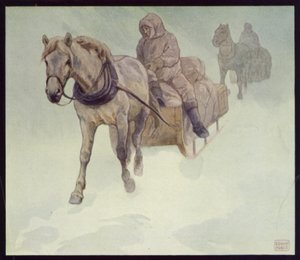 Sibirische Ponys in der Antarktis (Farblithografie)