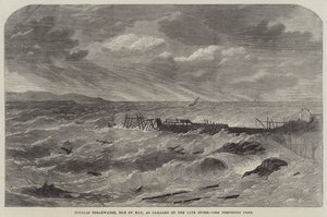 Douglas Wellenbrecher, Isle of Man, beschädigt durch den letzten Sturm von Edwin Weedon