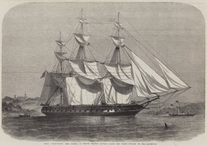 HMS Euryalus, das Schiff, auf dem Prinz Alfred seine erste Seereise unternimmt
