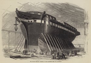 HM 50-Kanonen-Fregatte Nankin, die heute, Samstag, zu Wasser gelassen wird von Edwin Weedon