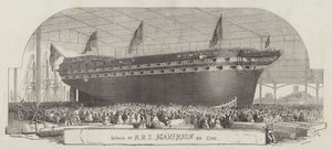 Stapellauf der HMS Agamemnon, 90 Kanonen von Edwin Weedon