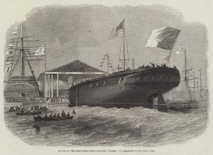 Stapellauf der portugiesischen Schraubenkorvette Sagres in Limehouse