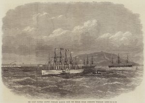 Die Great Eastern verlässt den Hafen von Portland mit dem britisch-indischen Unterseekabel von Edwin Weedon