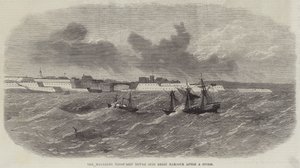 Das Melmerby Truppenschiff wird nach einem Sturm in den Hafen von Brest geschleppt von Edwin Weedon